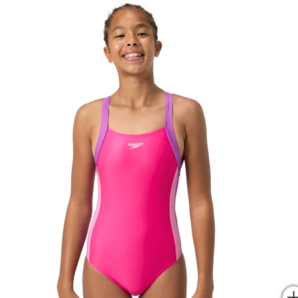✨NWT Speedo Youth 1-Piece Swimsuit - Trendy Pink - Small / Medium - High-Perform